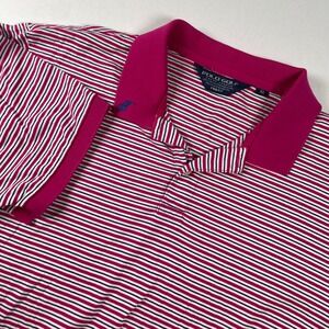 Polo Golf Ralph Lauren‎ Striped Polo Shirt Mens XL Pro Fit Pink White